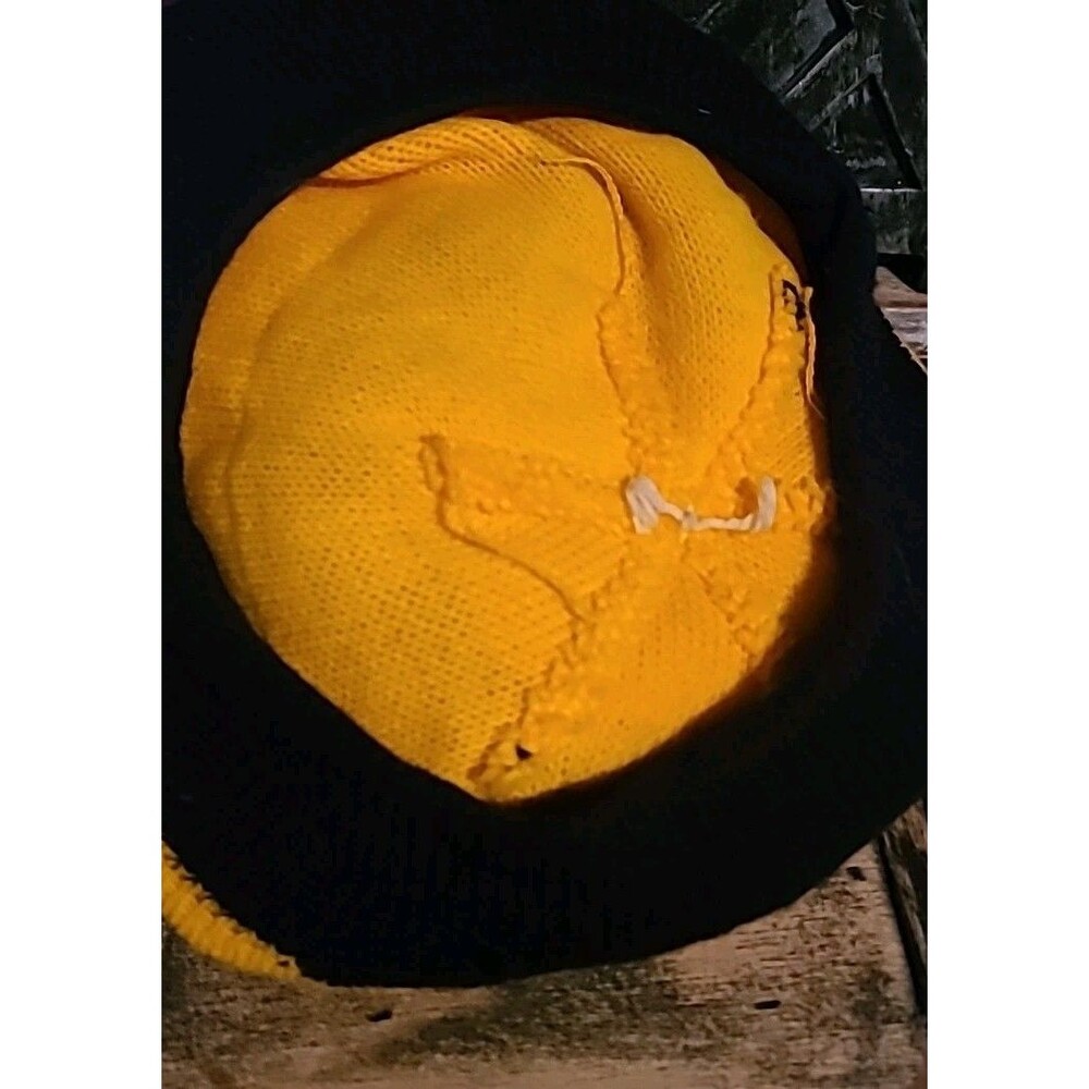 Vintage Caterpillar CAT Knit Cap Brimmed Newsboy Beanie Pom Pom OSFA OSFM Hat - Picture 3 of 6